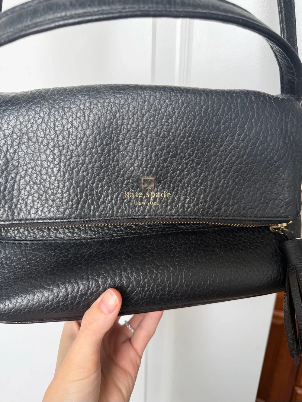 kate spade Black Pebbled Leather Crossbody Purse